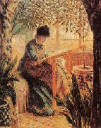 Claude Monet Camille Monet Embroidering painting